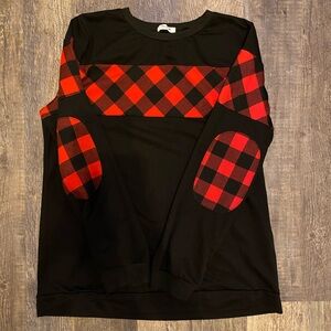 Black and Red Plaid Long Sleeve Top